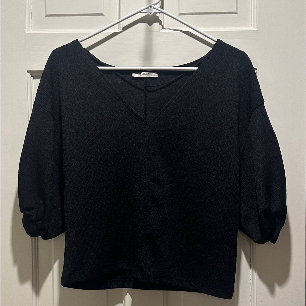 Zara Black V-Neck Blouse